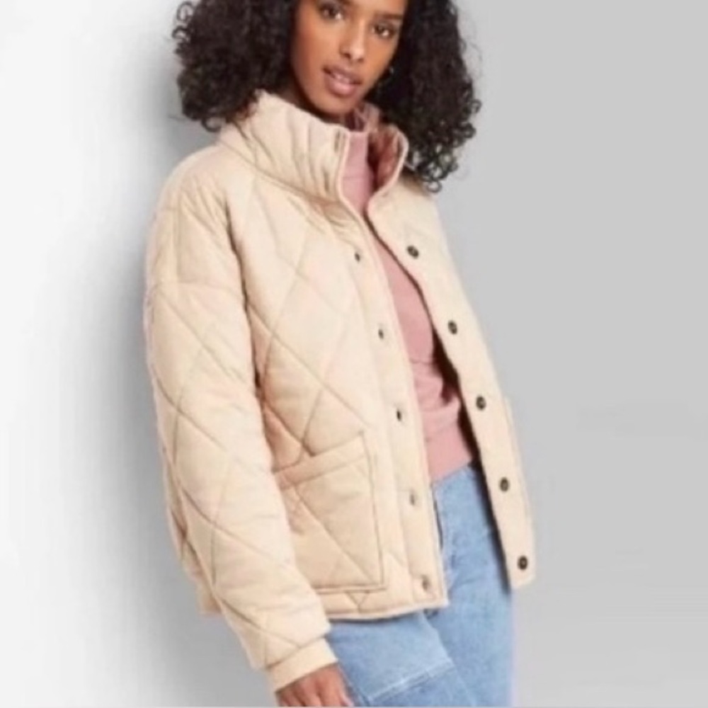 TARGET Wild Fable Quilted Cream Puffer Jacket